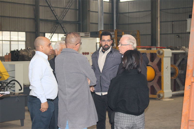 巴西牛羊舔砖液压机顾客来访